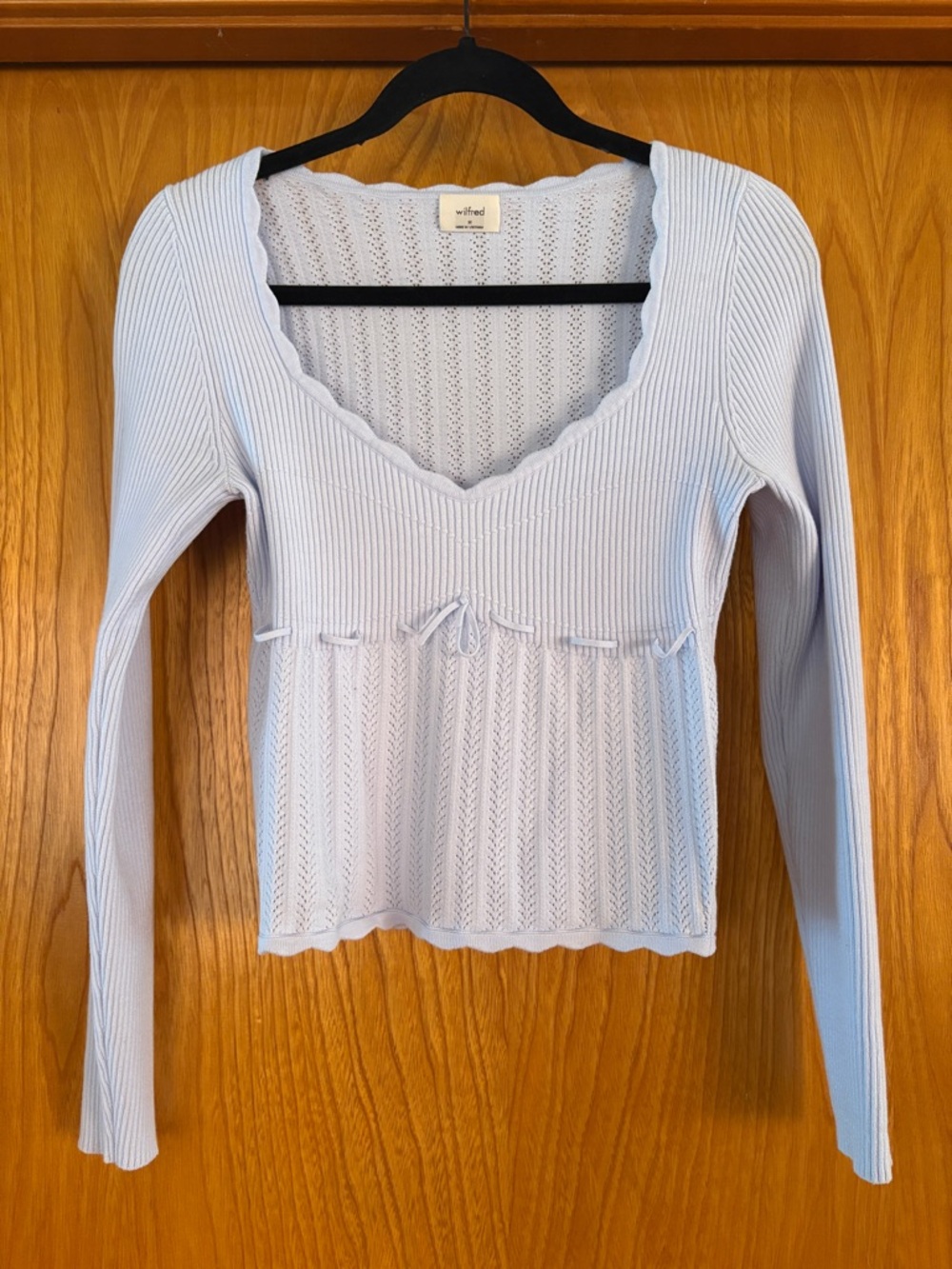 Aritzia Wilfred Soloist Sweater Pale Blue Long Sleeve Knit Top